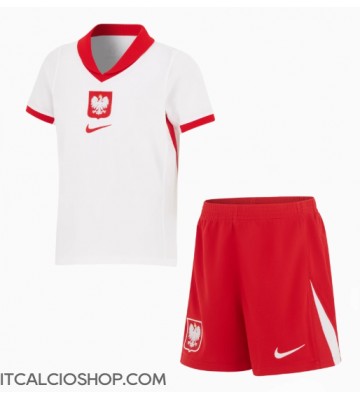 Polonia Prima Maglia Bambino Europei 2024 Manica Corta (+ Pantaloni corti)